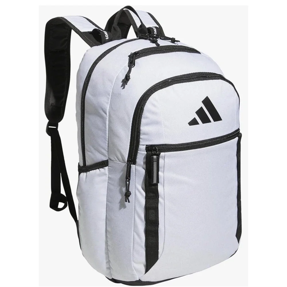 Adidas Excel 7 Backpack Twill White Black Laptop Gym Workout Travel, 34L OSFA